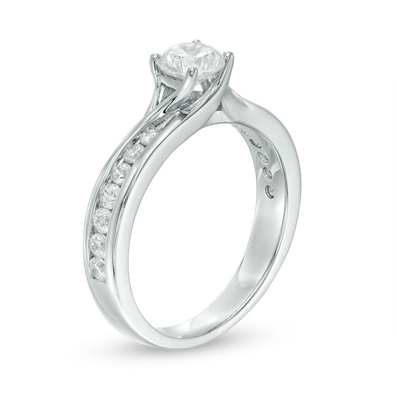 Main Image 2 of 1.00 CT. T.W. Diamond Bypass Engagement Ring in 14K White Gold
