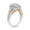 Thumbnail Image 2 of 1.50 CT. T.W. Composite Diamond Rectangle Frame Vintage-Style Engagement Ring in 14K Two-Tone Gold