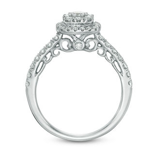 0.75 CT. T.W. Composite Diamond Cushion Frame Engagement Ring in 14K White Gold