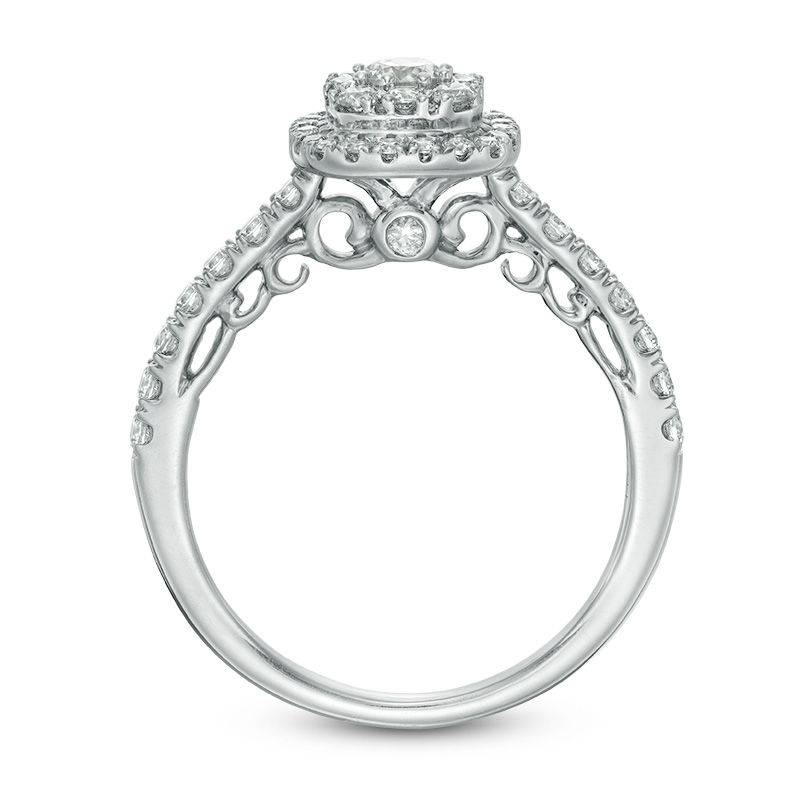 Main Image 3 of 0.75 CT. T.W. Composite Diamond Cushion Frame Engagement Ring in 14K White Gold