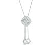 Thumbnail Image 0 of 0.085 CT. T.W. Quad Diamond Tilted Frame Lariat Necklace in Sterling Silver - 26"