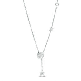 0.085 CT. T.W. Diamond "XO" Station Lariat Necklace in Sterling Silver