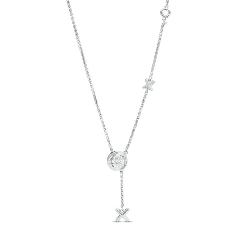 0.085 CT. T.W. Diamond "XO" Station Lariat Necklace in Sterling Silver|Peoples Jewellers