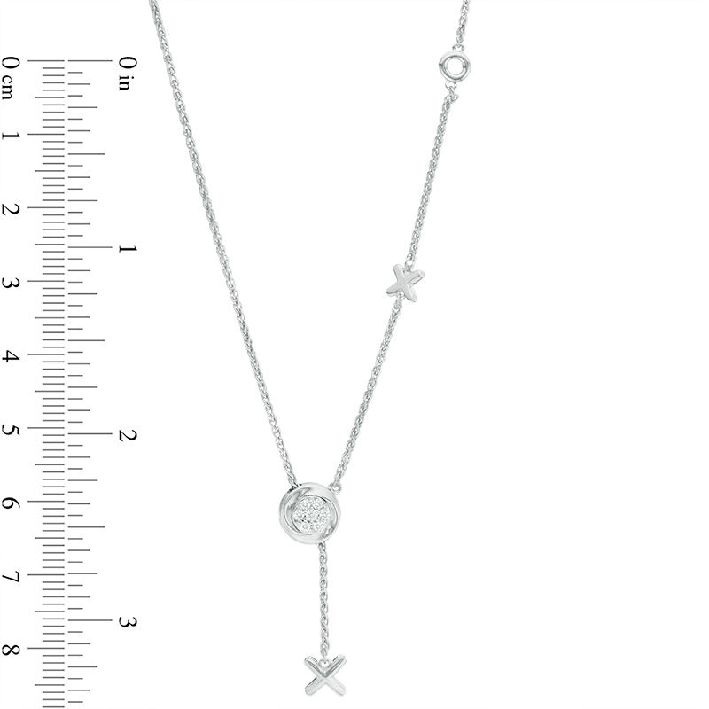 Main Image 3 of 0.085 CT. T.W. Diamond "XO" Station Lariat Necklace in Sterling Silver