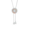 0.145 CT. T.W. Diamond Swirl Lariat Necklace in Sterling Silver and 10K Rose Gold - 26"