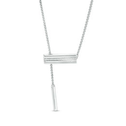 0.04 CT. T.W. Diamond Bar Lariat Necklace in Sterling Silver - 26&quot;