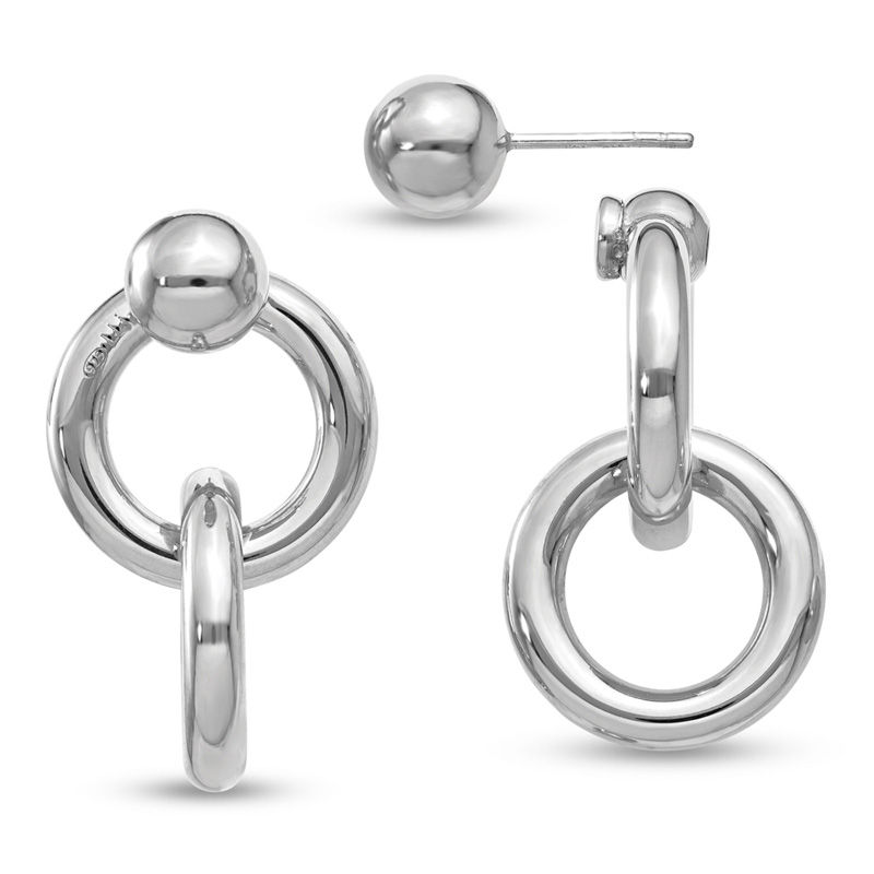 Interlocking Circle Front/Back Earrings in Sterling Silver|Peoples Jewellers