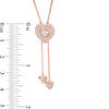 0.23 CT. T.W. Diamond Double Heart Frame Lariat Necklace in Sterling Silver with 14K Rose Gold Plate - 26"