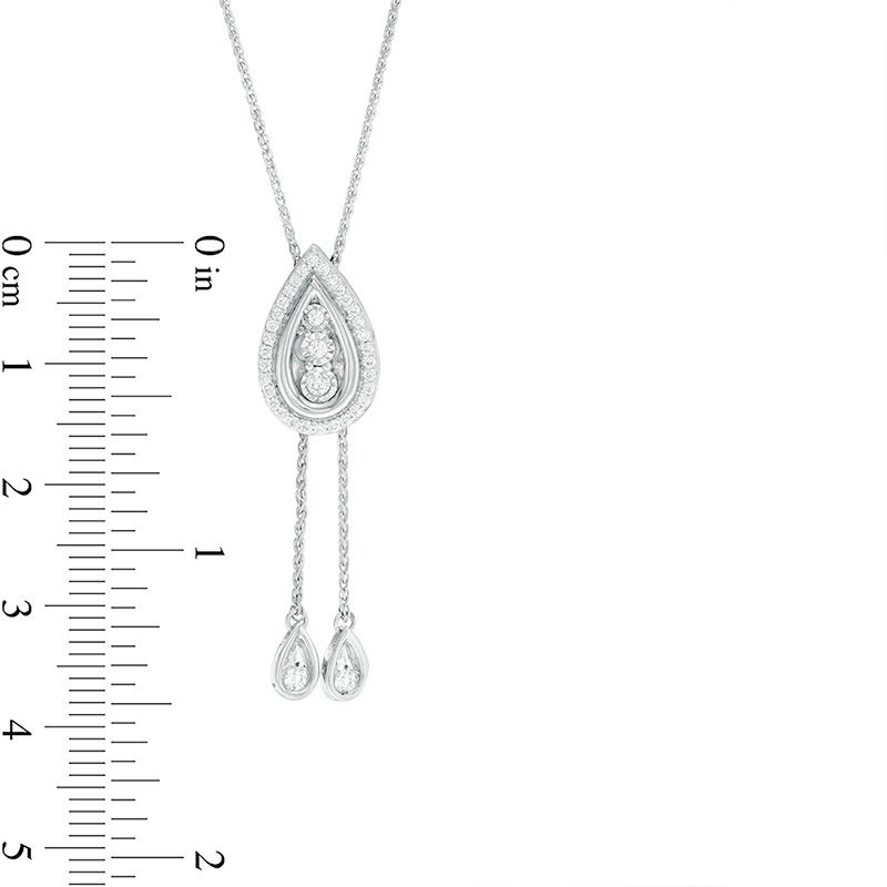 0.23 CT. T.W. Diamond Teardrop Frame Lariat Necklace in Sterling Silver - 26"