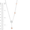 0.148 CT. T.W. Diamond Heart Station Lariat Necklace in Sterling Silver and 10K Rose Gold - 26"