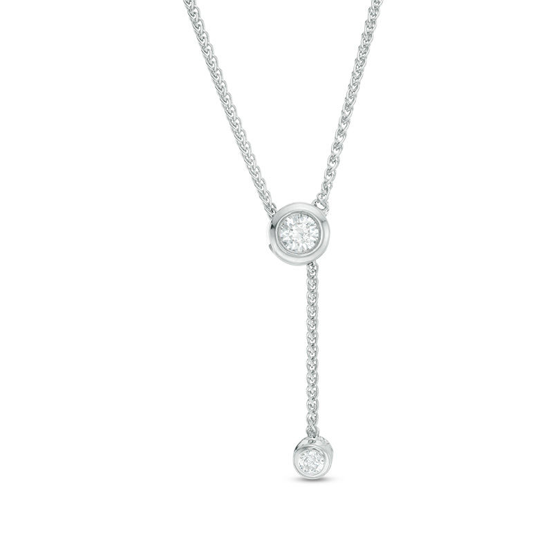 0.29 CT. T.W. Diamond Lariat Necklace in Sterling Silver - 26"|Peoples Jewellers