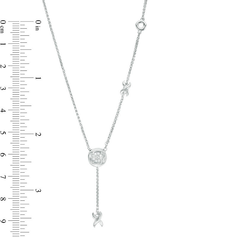 0.04 CT. T.W. Diamond "XO" Station Lariat Necklace in Sterling Silver - 26"