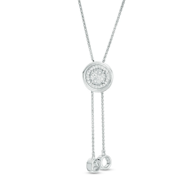 0.115 CT. T.W. Diamond Circle Lariat Necklace in Sterling Silver - 26"