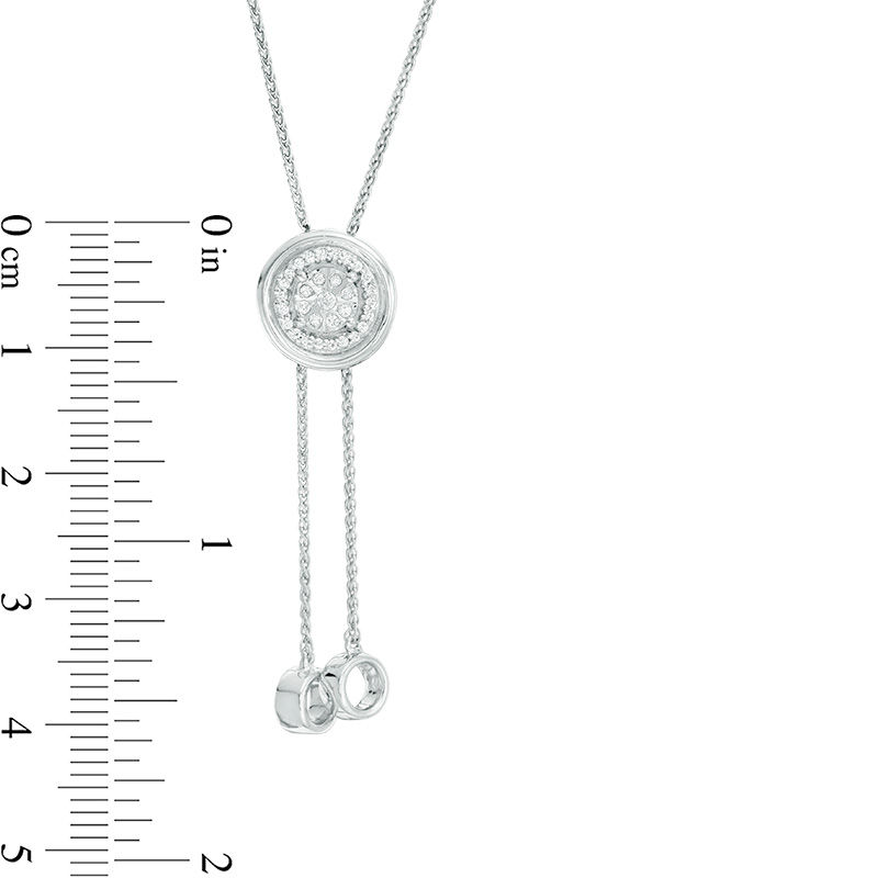 0.115 CT. T.W. Diamond Circle Lariat Necklace in Sterling Silver - 26"