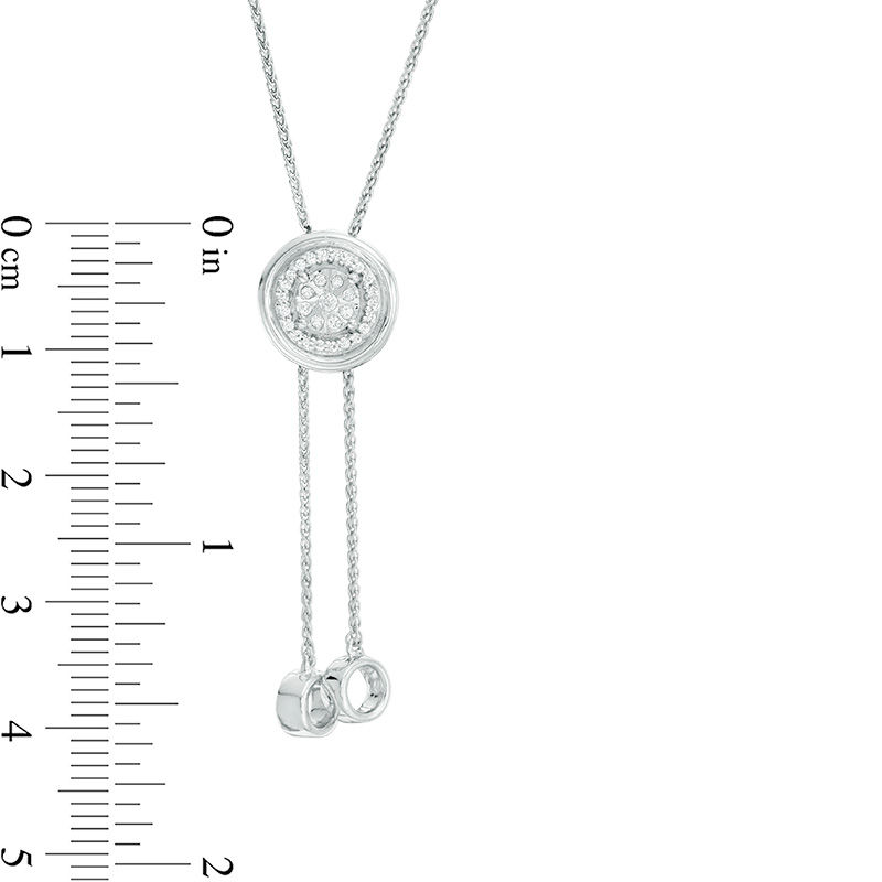 0.115 CT. T.W. Diamond Circle Lariat Necklace in Sterling Silver - 26"|Peoples Jewellers
