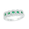 Thumbnail Image 0 of Lab-Created Emerald and White Sapphire Frame Five Stone Ring in Sterling Silver