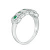 Thumbnail Image 1 of Lab-Created Emerald and White Sapphire Frame Five Stone Ring in Sterling Silver