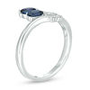 Thumbnail Image 1 of Marquise Lab-Created Blue and White Sapphire Arrow Bypass Ring in Sterling Silver