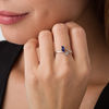 Thumbnail Image 2 of Marquise Lab-Created Blue and White Sapphire Arrow Bypass Ring in Sterling Silver