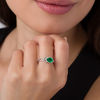 Thumbnail Image 3 of Pear-Shaped Lab-Created Emerald and 0.145 CT. T.W. Diamond Knot Frame Ring in Sterling Silver