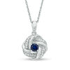Thumbnail Image 0 of 4.0mm Lab-Created Blue and White Sapphire Orbit Frame Pendant in Sterling Silver