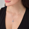 Thumbnail Image 1 of 4.0mm Lab-Created Blue and White Sapphire Orbit Frame Pendant in Sterling Silver
