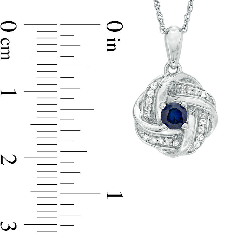4.0mm Lab-Created Blue and White Sapphire Orbit Frame Pendant in Sterling Silver