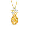 Citrine and 0.067 CT. T.W. Diamond Pineapple Pendant in Sterling Silver with 14K Gold Plate