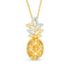 Thumbnail Image 0 of Citrine and 0.067 CT. T.W. Diamond Pineapple Pendant in Sterling Silver with 14K Gold Plate