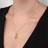 Thumbnail Image 2 of Citrine and 0.067 CT. T.W. Diamond Pineapple Pendant in Sterling Silver with 14K Gold Plate