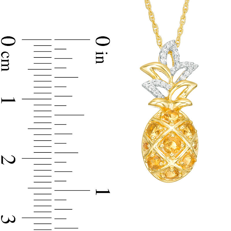 Citrine and 0.067 CT. T.W. Diamond Pineapple Pendant in Sterling Silver with 14K Gold Plate