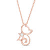 Thumbnail Image 1 of Lab-Created White Sapphire Kitten with Star Collar Pendant in Sterling Silver with 14K Rose Gold Plate