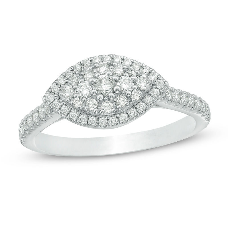 Main Image 1 of 0.45 CT. T.W. Composite Diamond Marquise Frame Engagement Ring in 10K White Gold