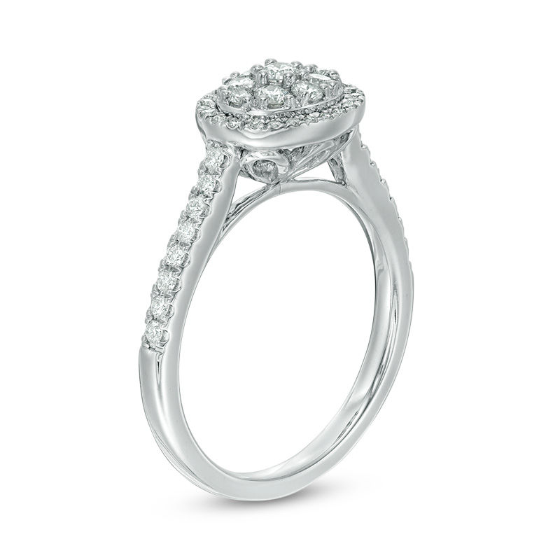 0.45 CT. T.W. Composite Diamond Oval Frame Engagement Ring in 10K White Gold