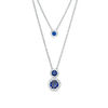 Lab-Created Blue and White Sapphire Frame Double Strand Necklace in Sterling Silver - 20"