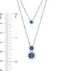 Thumbnail Image 1 of Lab-Created Blue and White Sapphire Frame Double Strand Necklace in Sterling Silver - 20"