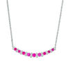 Graduated Lab-Created Ruby Curved Bar Necklace in Sterling Silver