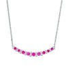 Thumbnail Image 0 of Graduated Lab-Created Ruby Curved Bar Necklace in Sterling Silver