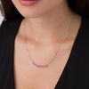 Thumbnail Image 1 of Graduated Lab-Created Ruby Curved Bar Necklace in Sterling Silver