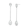 Thumbnail Image 1 of Bezel-Set Lab-Created White Sapphire Open Teardrop Frame Linear Drop Earrings in Sterling Silver