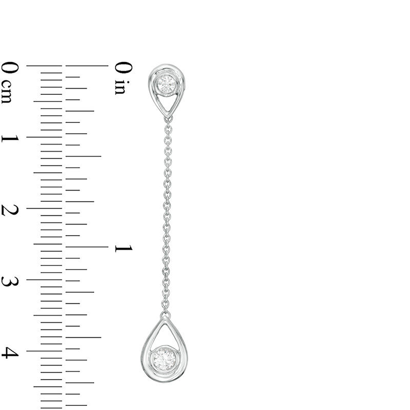 Main Image 2 of Bezel-Set Lab-Created White Sapphire Open Teardrop Frame Linear Drop Earrings in Sterling Silver
