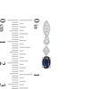 Thumbnail Image 1 of Oval Lab-Created Blue and White Sapphire Vintage-Style Geometric Drop Earrings in Sterling Silver