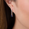 Thumbnail Image 2 of Oval Lab-Created Blue and White Sapphire Vintage-Style Geometric Drop Earrings in Sterling Silver
