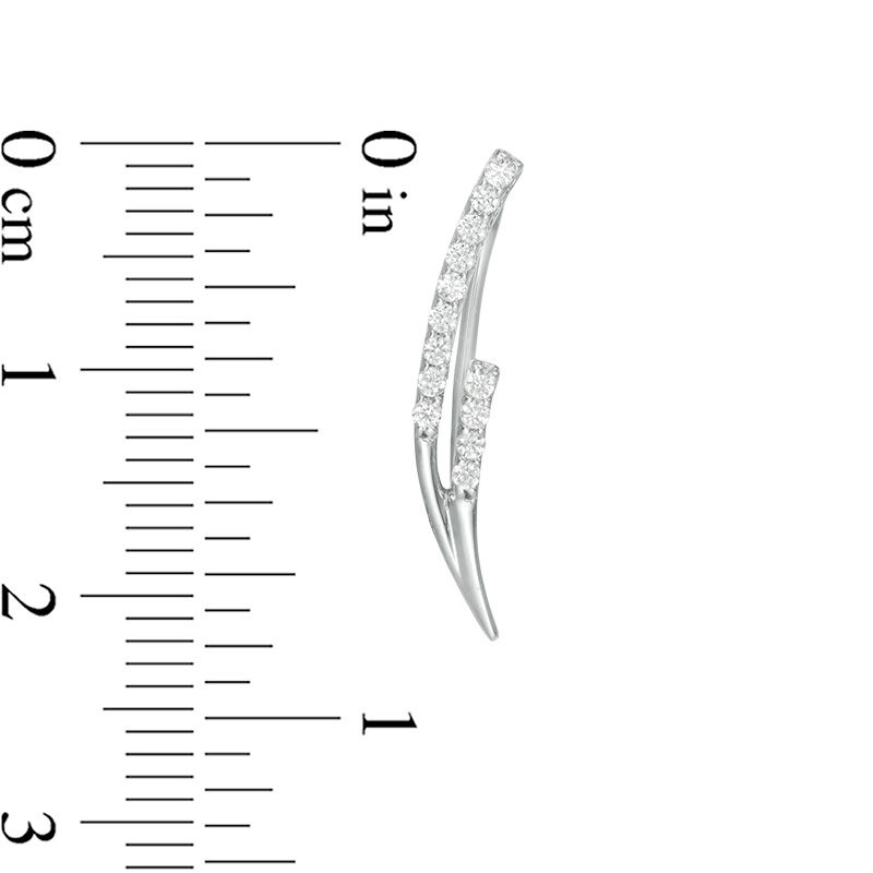Main Image 2 of Lab-Created White Sapphire Pointed Double Row Curve Crawler Earrings in Sterling Silver