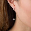Thumbnail Image 2 of Bezel-Set Aquamarine Linear Drop Earrings in Sterling Silver