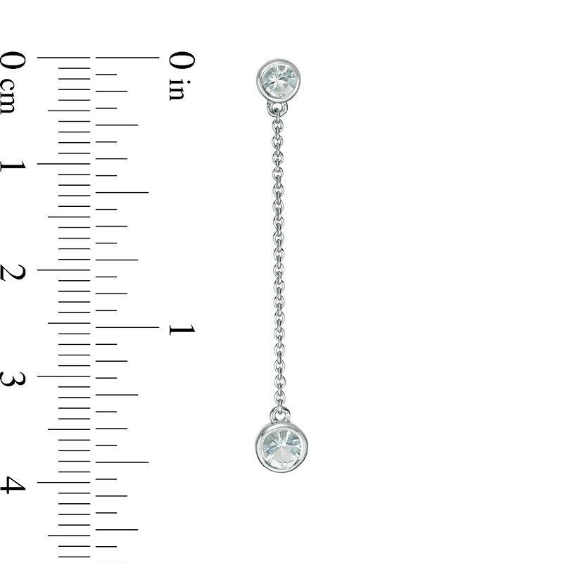 Main Image 3 of Bezel-Set Aquamarine Linear Drop Earrings in Sterling Silver