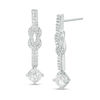 Thumbnail Image 0 of 5.0mm Cushion-Cut Lab-Created White Sapphire Knot Drop Earrings in Sterling Silver