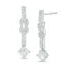 Thumbnail Image 1 of 5.0mm Cushion-Cut Lab-Created White Sapphire Knot Drop Earrings in Sterling Silver