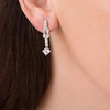 Thumbnail Image 1 of 5.0mm Cushion-Cut Lab-Created White Sapphire Knot Drop Earrings in Sterling Silver
