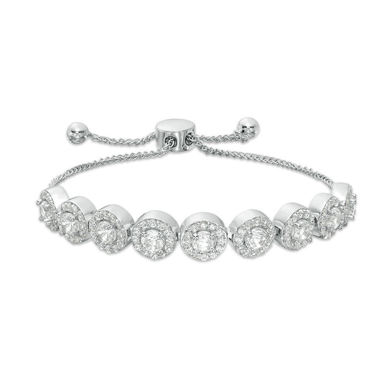 Main Image 1 of 3.8mm Lab-Created White Sapphire Frame Bolo Bracelet in Sterling Silver - 9.5"